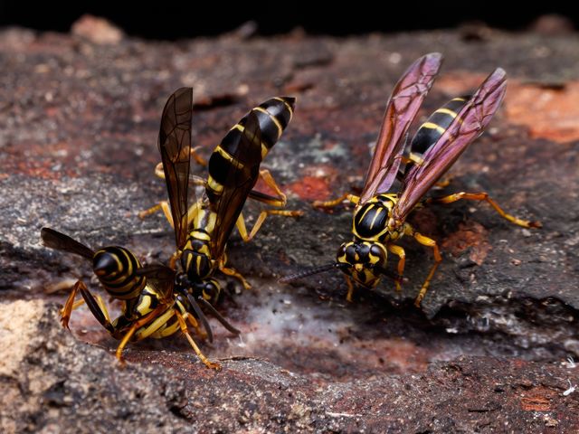 Black and yellow striped yellow jacket wasp